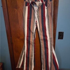 Multicolor Striped Flare Jeans